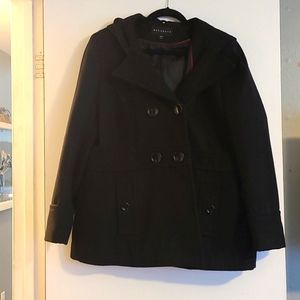Hooded, button, pea coat